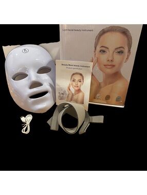 7 Color LED Light Therapy Facial Mask Photon Beauty Skin Care Tested Open Box